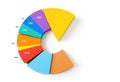 A vibrant, colorful pie chart, neatly segmented and isolated
