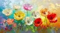 Vibrant Colorful Poppies on Abstract Artistic Background Royalty Free Stock Photo
