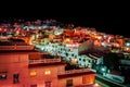 A vibrant and colorful skyline panorama at night of La Herradura, Costa Tropical, Andalusia, Spain, Europe