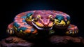 Vibrant Colorful Snake With Blue And Purple Eyes