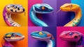 Vibrant and Colorful Snake Illustrations - High-Resolution Artistic Renderings Perfect for Creative and Educational Royalty Free Stock Photo