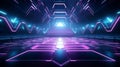 Vibrant and colorful stage with bright lights and a futuristic design. Concert stage with neon lights and dazzling Royalty Free Stock Photo