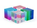 Vibrant colorful transparent cubes with gradient shading 3d render abstract background design element Royalty Free Stock Photo