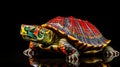 Vibrant Red-tailed Turtle: A Stunning Optical Illusion In Moche Art Style