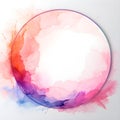 Vibrant colorful watercolor splash around circular shape border in white background Royalty Free Stock Photo