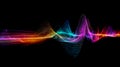 Vibrant colorful waveforms representing sound or data visualization on a dark background Royalty Free Stock Photo