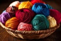 Vibrant colorful yarn balls composition inspiring knitting and crafting projects Royalty Free Stock Photo