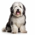 Vibrant Colorism: Black And White Old English Sheepdog On White Background Royalty Free Stock Photo