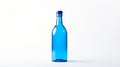 Vibrant Colorism: Blue Transparent Bottle On White Background