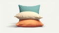 Vibrant Colorism: Stacked Pillows In Light Cyan And Orange