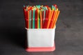 Vibrant colors drinking straws plastic type Royalty Free Stock Photo