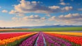 The vibrant colors of endless tulip fields