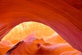 Vibrant colors of eroded sandstone rock in slot canyon, antelope