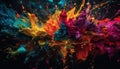 Vibrant colors exploding in a chaotic, futuristic galaxy backdrop generated by AI