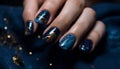 Vibrant colors and glitter create elegant nail art fashion statement generated by AI