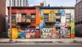 Vibrant colors, graffiti, dirty walls city creative chaos generated by AI