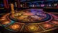Vibrant colors illuminate modern casino architecture indoors generated by AI