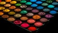 Vibrant colors in a large eyeshadow palette for glamorous make up generated by AI