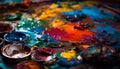 Vibrant colors mix on artist canvas chaos generated by AI