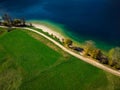 Vibrant colors of nature at Bohijn lake in Slovenia, drone view from above Royalty Free Stock Photo