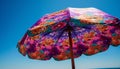 Vibrant colors of nature multi colored umbrella under clear blue sky generated by AI Royalty Free Stock Photo