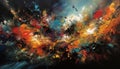 Vibrant colors painted image with abstract pattern and messy brush strokes generated by AI Royalty Free Stock Photo