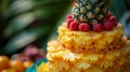 The vibrant colors of the pineapple slices contrast against the rich ambercolored cake creating a stunning visual