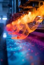 Vibrant colors seemingly flow from a paper sheet in a hightech printing process, capturing the essence of digital color