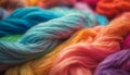 Vibrant colors of wool thread in abstract pattern generated by AI Royalty Free Stock Photo