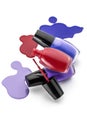 Vibrant coloured nail polish and spills