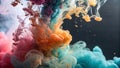 Vibrant colourful ink diffusing in water, abstract liquid art effect. Stock Photo, Generative AI