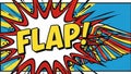 Vibrant comic book explosion with bold FLAP text in dynamic design Royalty Free Stock Photo