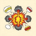 Dynamic comic explosion bursts with energy and vintage cartoon style Royalty Free Stock Photo