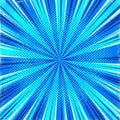 A vibrant comic-style background with a blue sunburst pattern and sun rays Royalty Free Stock Photo