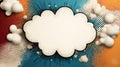 A vibrant comic-style explosion background featuring a blank speech bubble ideal for creative designs and storytelling Royalty Free Stock Photo