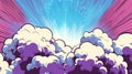 A vibrant comic-style illustration of colorful clouds and rays of light, perfect for creative projects and visual storytelling Royalty Free Stock Photo