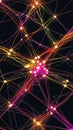 Vibrant Network Artwork with Colorful Nodes and Interconnected Lines Royalty Free Stock Photo