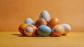 Easter Eggs Composition on Orange Background Royalty Free Stock Photo
