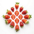 Strawberry composition with geometric design isolated on white background Royalty Free Stock Photo