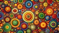 Vibrant concentric circles in a dazzling array of colors and sizes create a mesmerizing abstract design, perfect for adding a Royalty Free Stock Photo