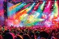 Vibrant concert celebration with confetti explosion Royalty Free Stock Photo