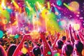 Vibrant concert celebration with fireworks and confetti Royalty Free Stock Photo