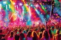 Vibrant concert crowd celebration with confetti Royalty Free Stock Photo