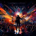 Vibrant concert scene capturing the energy and excitement of live bands and DJs