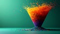 Dynamic Color Particle Funnel on Green Surface Royalty Free Stock Photo