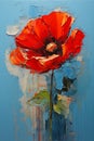 Vibrant Contrasts: A Mixed Media Painting of Burnt Poppies in a