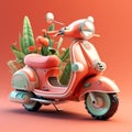 Coral Cartoon Scooter: Overwatch Style 3d Cgi Art