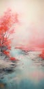 Vibrant Expressionism: Hazy Qatar Pond And Coral Inspirations