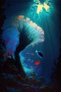 Vibrant Coral Paradise - AI Generated Illustration of Deep Sea Life Royalty Free Stock Photo