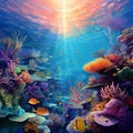 Vibrant Coral Reef with Majestic Reflections Royalty Free Stock Photo